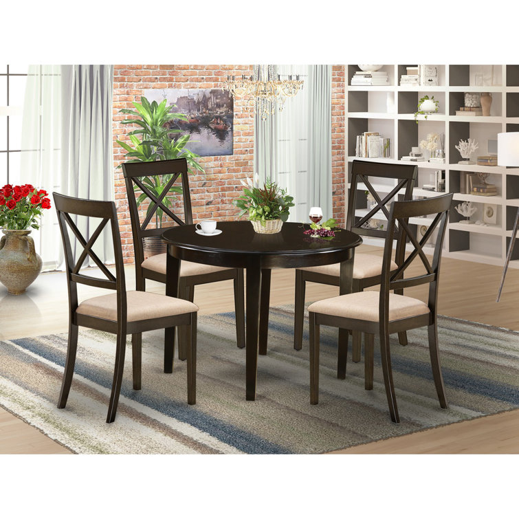 Asomatos 4 Person Rubberwood Solid Wood Dining Set